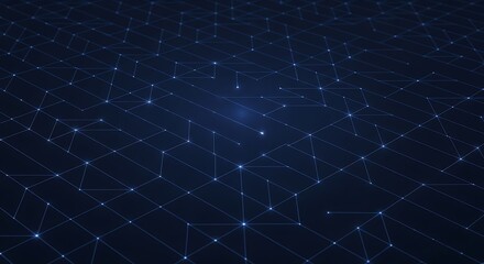 Futuristic dark network grid with glowing connection points