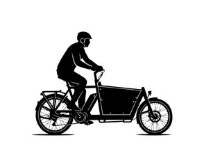 Naklejka premium Cyclist Riding Cargo Bike
