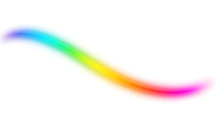 Smooth rainbow color brush stroke swoosh on white background