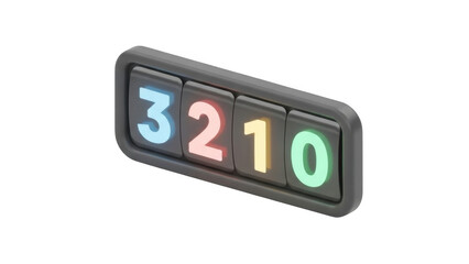 3d Glowing Digital Countdown Timer 3210 On Black Background