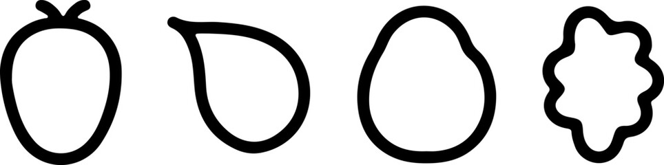 Simple line drawings of various fruits