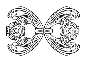 Symmetric hand drawing baroque ornament isolated illustration