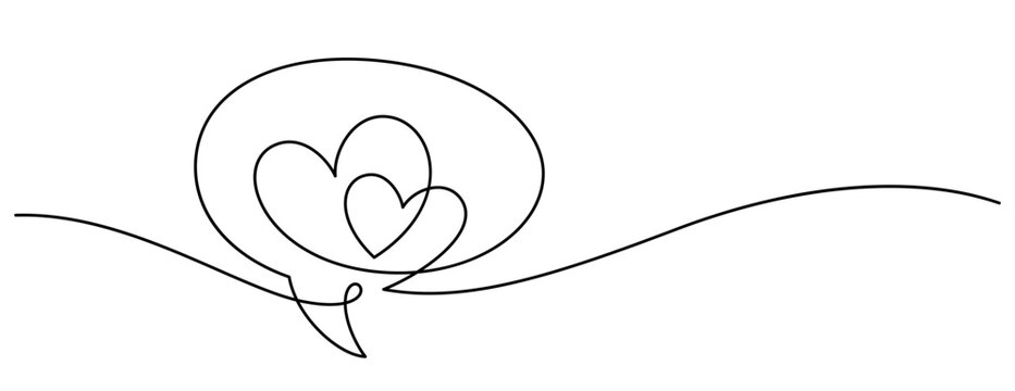 online chat bubble love message continuous line drawing minimalist art decoration