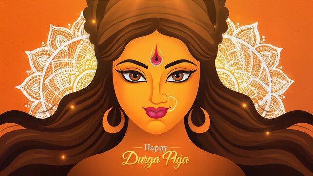 Happy Durga Puja Goddess Devi Maa India Festival Background Illustration