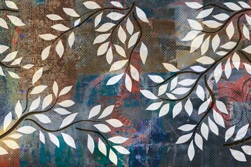 Minimal quartz slab pattern with soft veins and clean leaf textures. Mockup. 3D Rendering