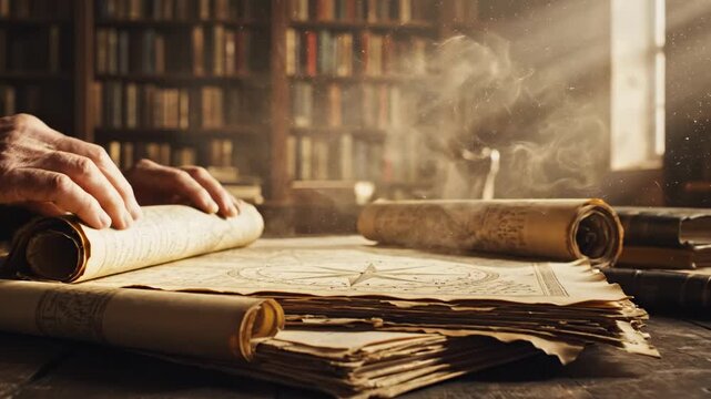 Unveiling Ancient Secrets - A Scholars Journey Through Time-Worn Scrolls.