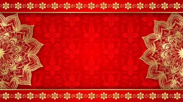 Luxury Red Background with Golden Ornaments.