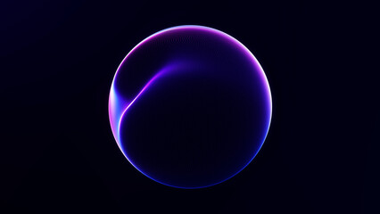 Abstract blue and purple glowing energy sphere with smooth gradient plasma flow, futuristic digital light orb on dark background, minimal cosmic style. © Vooper