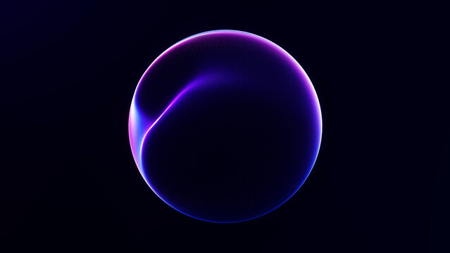 Abstract blue and purple glowing energy sphere with smooth gradient plasma flow, futuristic digital light orb on dark background, minimal cosmic style.