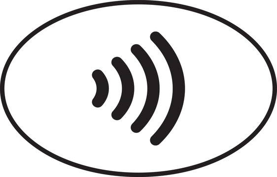 NFC wireless payment icon, contactless cashless payment, near field communication sign