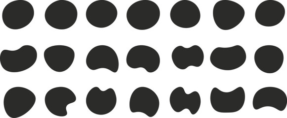 Fototapeta premium Hand drawn black organic blob shapes collection with smooth rounded forms for labels stickers and backgrounds