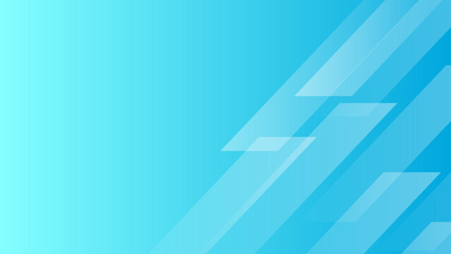 落ち着いた水色グラデーションに半透明の平行四辺形を重ねた左余白ビジネス背景 16:9