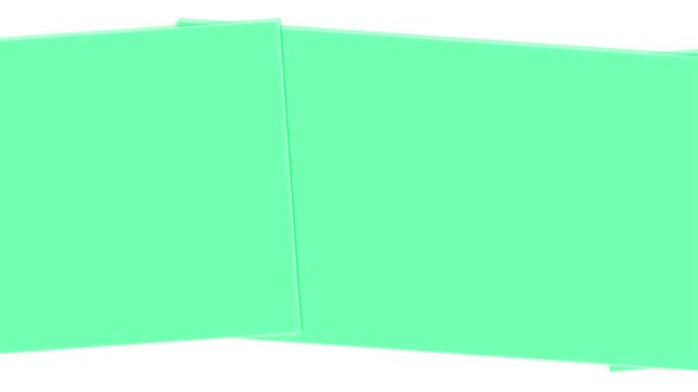 Top view for multiple green screen a4 papers on white surface template, motion graphics template, smooth intro slides random presentation design