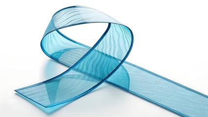 Aqua awareness ribbon looped on white background representing support and health cause