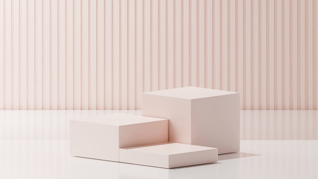 3 cubes on Soft Peach color, White base color, stripped Soft Peach background