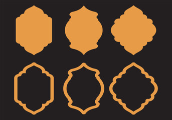 silhouette eid mubarak decorative arches, mosque borders or moroccan gates. Arabic muslim architecture design elements