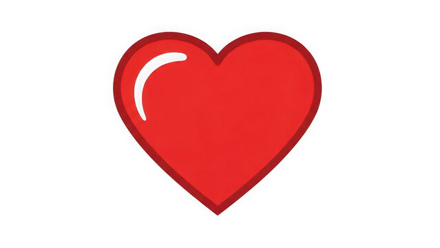 Vibrant red heart with white crescent