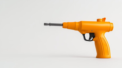 Orange caulking gun sealant tool construction repair DIY plastic handle trigger grip nozzle studio white background with clean minimal mood