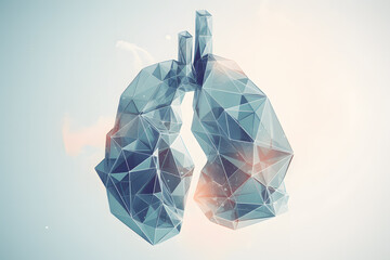 Low poly lungs polygonal model futuristic abstract