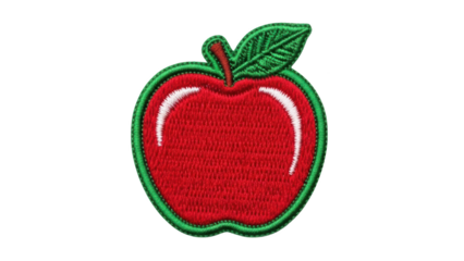Red Apple Patch with Green Leaf.