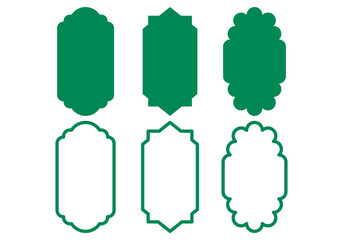 silhouette eid mubarak decorative arches, mosque borders or moroccan gates. Arabic muslim architecture design elements