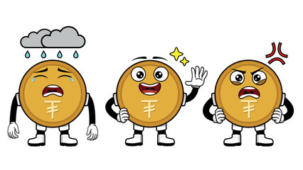 Obraz premium SET CURRENCY ICON SYMBOL WITH THREE EXPRESSION TUGRIK MONGOLIA