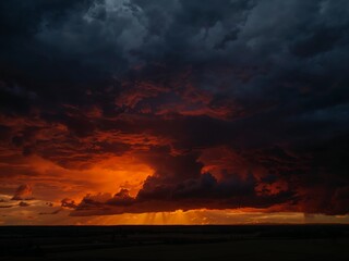 Dramatic Sunset with Ominous Clouds