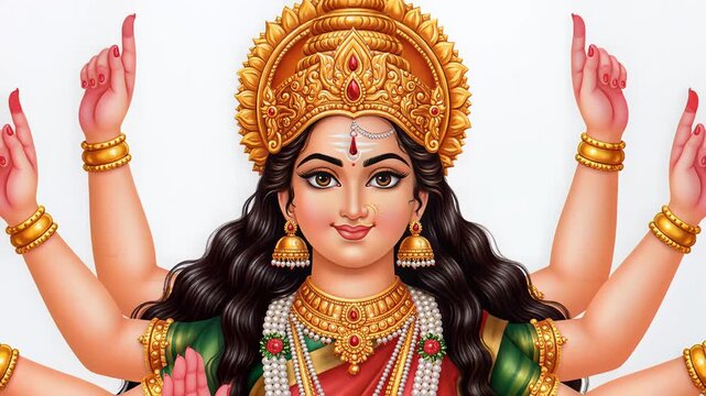 Goddess Durga Hindu Deity Navratri Festival Multi Arm Transition