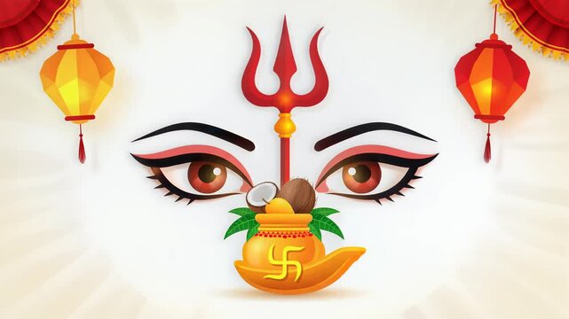 Durga Puja Navratri Goddess Eyes Trident Hindu Festival Celebration