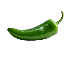 A single vibrant green chili pepper, isolated on a black background