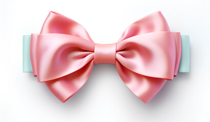 Pink silk bow isolated element