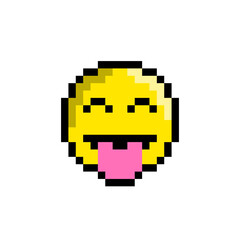 Obraz premium Emoji Pixel Art. Emoticon with Pixel Art Style
