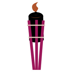 Purple Torch Illustration with Flame