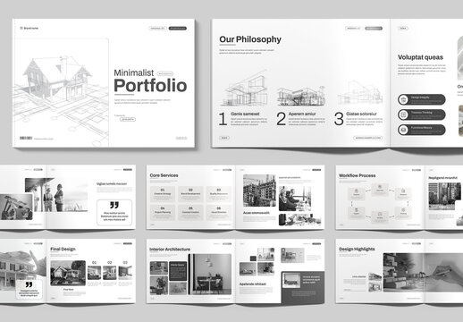 Minimalist Architecture Portfolio Booklet Template with Editorial Layout