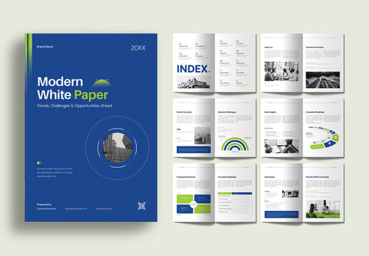 Modern White Paper Report Template for Corporate Business Brochure