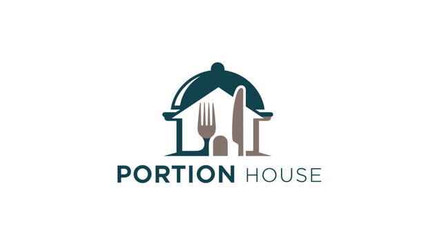 Portion House Logo Design with Utensils.