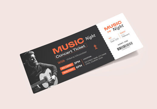 Modern Music Night Event Concert Ticket Template