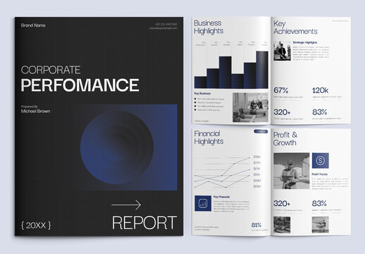 Corporate Performance Whitepaper Report Template with Business and Financial Highlights