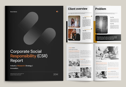 Corporate Social Responsibility Brochure Layout with Business Report