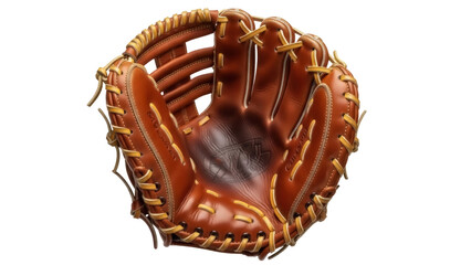 Isolated baseball glove with traditional leather lacing is prepared for playing the game © Hachi