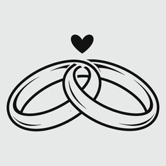 Intertwined Wedding Rings with Heart Icon