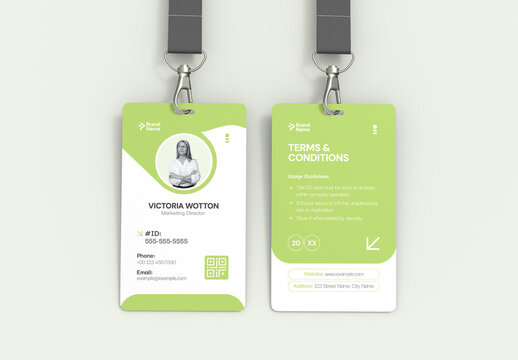 Modern Green Corporate ID Card Template with Front and Back Side