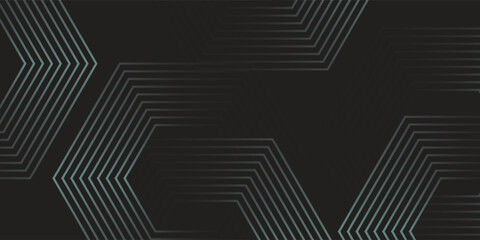 Dynamic turquoise neon hexagonal lines form a striking geometric pattern on a black background, evoking modern technology, futuristic design, and digital aesthetics © Moh