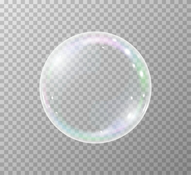 Soap Bubbles are located on a transparent background . Collection of realistic bubbles, 3D soap balloon. Foam, powder, Png, soap, detergen, Vector flying bubbles.
