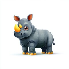 Obraz premium Cute cartoon rhinoceros with small horn colorful illustration whimsical art style digital environment playful concept