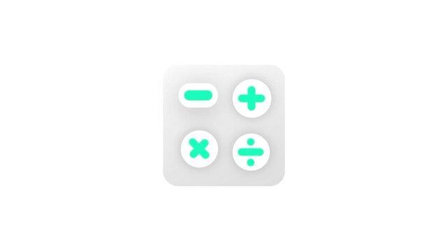 A soft gray icon featuring basic mathematical symbols for addition and subtraction is centered on a clean white background for a calculator app