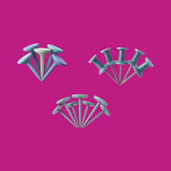 Colorful push pin thumbtack vector set for bulletin board notice office supplies concept