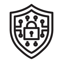 Line icon of cyber security