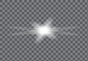 Light Burst Effect on Transparent Background, Abstract Glowing Star