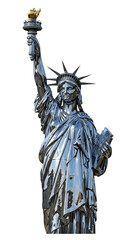 metal chrome statue of liberty isolated on white background © semburats
